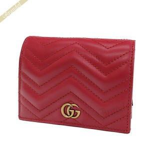 グッチ GUCCI レディース 二つ折り財布 GGマーモント レザー 小銭入れ付 レッド 546580 DTD1T 6433