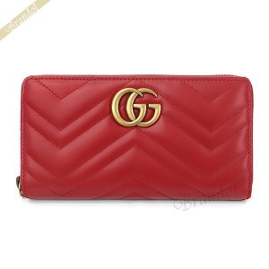 グッチ GUCCI レディース ラウンドファスナー長財布 GG マーモント レザー レッド 443123 DTD1T 6433