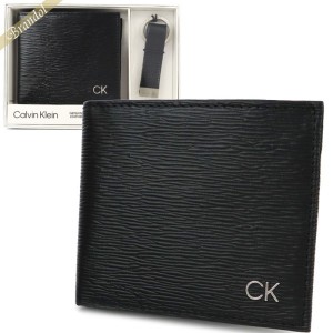 カルバンクライン Calvin Klein メンズ 二つ折り財布 レザー キーリングセット ブラック 31CK330016