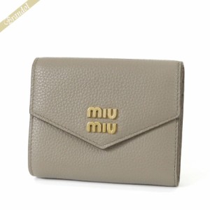 ミュウミュウ MIU MIU レディース 二つ折り財布 レザー スクエアウォレット グレージュ 5MH040 2DT7 F0572 【2023年秋冬新作】