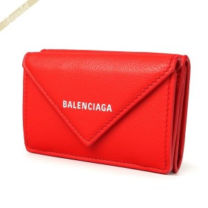 バレンシアガ BALENCIAGA レディース 三つ折り財布 ペーパー ミニ財布 レッド 391446 DLQ0N 6524