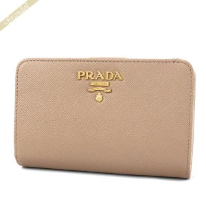 プラダ PRADA レディース 二つ折り財布 レザー コンパクト財布 ライトベージュ 1ML225 QWA F0236 【2021年春夏新作】