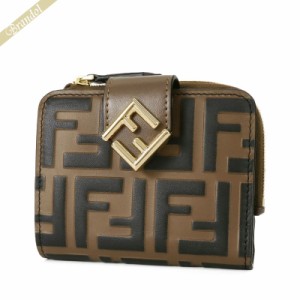 フェンディ FENDI レディース 二つ折り財布 FFロゴ ズッカ柄 L字ファスナー ブラウン系 8M0490 ADYM F13VK 【2023年秋冬新作】