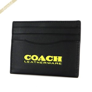 コーチ COACH メンズ・レディース カードケース ロゴ レザー カード入れ ブラック×イエロー C5352 T01