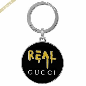 グッチ GUCCI メンズ・レディース キーリング REAL ロゴ プレート キーホルダー シルバー×ブラック 478646 J89L0 8490