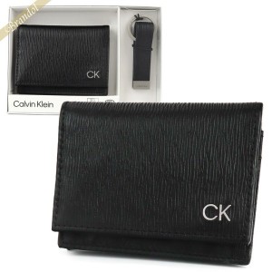 カルバンクライン Calvin Klein メンズ 名刺入れ レザー キーリングセット ブラック 31CK330017