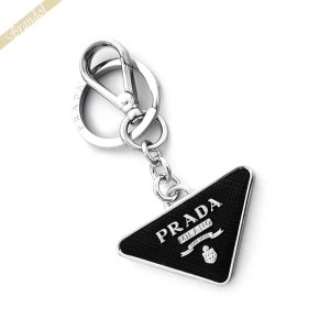 プラダ PRADA メンズ・レディース キーリング 三角ロゴ メタル キーホルダー ブラック 2PP080 053 F0002