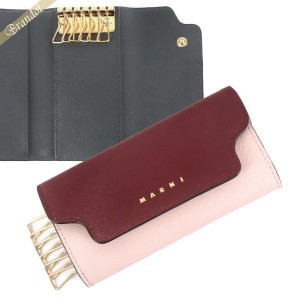 マルニ MARNI レディース キーケース マルチカラー レザー ボルドー×ライトピンク×グレー PCMO0017U1 LV520 Z437N