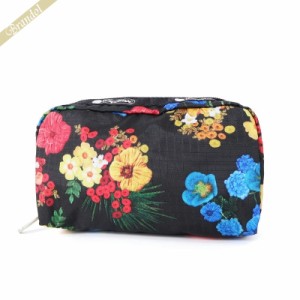 レスポートサック LeSportsac ポーチ RECTANGULAR COSMETIC 花柄 ブラック系マルチカラー 6511 E477