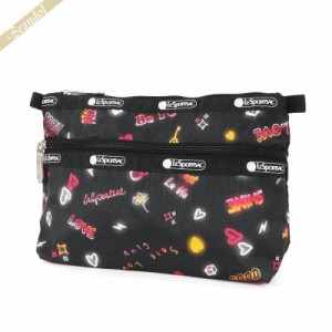 レスポートサック LeSportsac ポーチ COSMETIC CLUTCH ネオン風 キュート柄 ブラック系 7105 E481