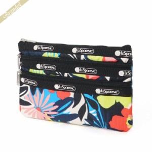 レスポートサック LeSportsac ポーチ 3-ZIP COSMETIC 花柄 ブラック系マルチカラー 7158 F636