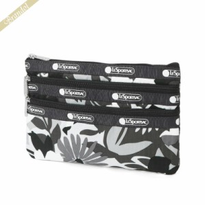 レスポートサック LeSportsac ポーチ 3-ZIP COSMETIC 花柄 グレー系 7158 F637