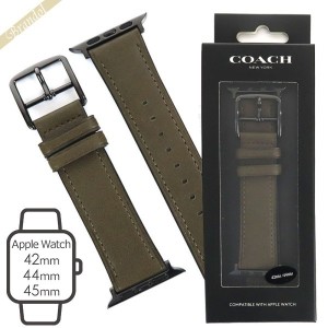 コーチ COACH アップルウォッチ用バンド 替えベルト レザーベルト 42mm/44mm対応 カーキグリーン 14700082