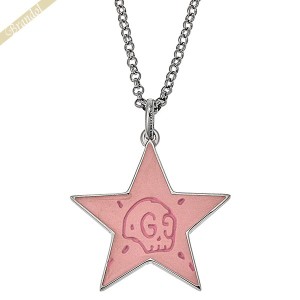 グッチ GUCCI レディース ネックレス グッチゴースト スター モチーフ ペンダント シルバー×ピンク 459368 J89L0 8470