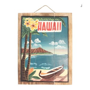 ハワイアン アートポスター 手描き 木製 デザイン ウッドボード 壁掛け ビーチ