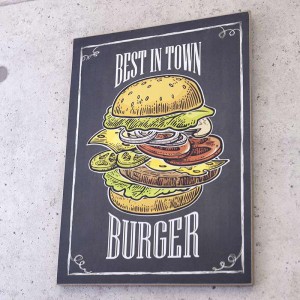 バーガー カフェ 店舗装飾 デザイン アートポスター おしゃれ 看板 ウッドボード 壁掛け
