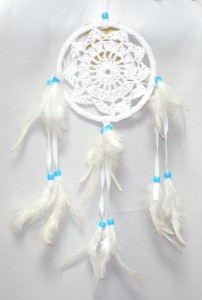 ドリームキャッチャー ホワイト dream catcher 羽根 径11-12cm クロシェ 雑貨 壁掛け ネイティブアメリカン 魔除け お守り おまじない