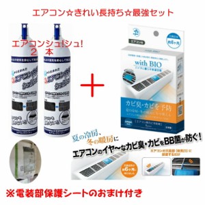 エアコンクリーナー 2本 + エアコン用カビ予防剤 セット 超電水 エアコン内部クリーナー シュシュ！ 洗浄・除菌 エアコン洗浄 ビッグバイ