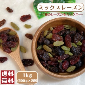 ミックス レーズン 1kg (500g×2袋) メール便 送料無料 砂糖不使用 4種 ブドウ 葡萄 ぶどう ドライフルーツ MIX グラノーラ 製菓 製パン