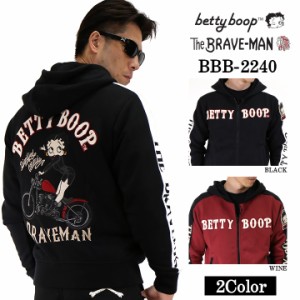 裏毛フルジップパーカー THE BRAVEMAN×BETTY BOOP ブレイブマン ベティ・ブープ bbb-2240