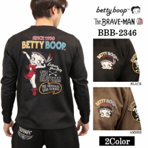 THE BRAVEMAN×BETTY BOOP ベティーブープ 起毛プレーティング プルオーバー ロンTEE bbb-2346