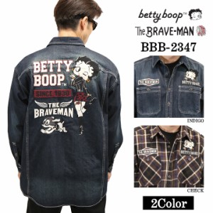 THE BRAVEMAN×BETTY BOOP ベティ・ブープ オーバーサイズ 長袖シャツ bbb-2347