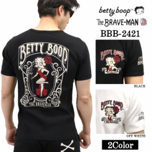 THE BRAVEMAN×BETTY BOOP ブレイブマン ベティーブープ コラボ テレコ Vネック 半袖Tシャツ bbb-2421