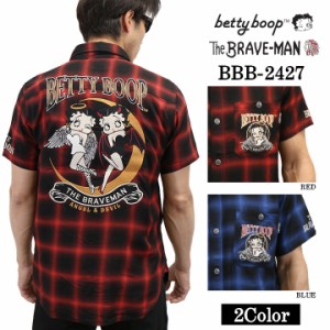 THE BRAVEMAN×BETTY BOOP ベティ・ブープ チェック 半袖シャツ bbb-2427