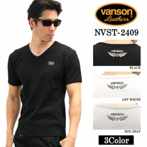 VANSON バンソン テレコ Vネック 半袖Tシャツ nvst-2409