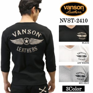 VANSON バンソン テレコ Vネック 6分袖Tシャツ nvst-2410