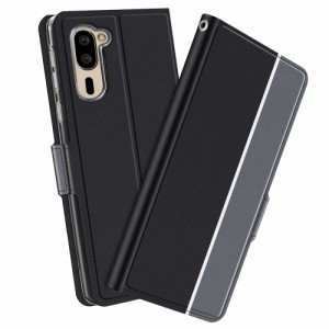 SoftBank シンプルスマホ5 スマホケース 手帳型ケース カバー　 ツートーンカラー ストラップ付き　 マグネット  定期入れ ポケット シン