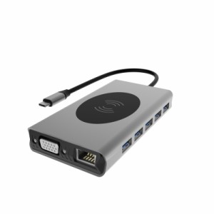 Type-C to HDMI / VGA LAN 13in1 USBハブ Type-C Hub USB3.0 / HDMI / VGA / SD / TF カードリーダー 4K ワイヤレス充電 3.5MMオーディオ