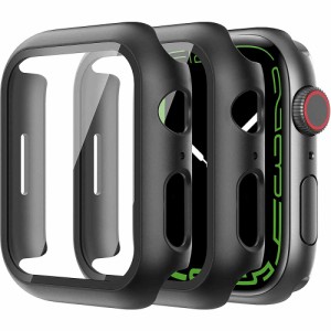 Apple Watch7 ケース アップルウォッチ ガラスフィルム 一体型2枚セット アップルウォッチカバーseries7 全面保護 高透過率 指紋防止 衝