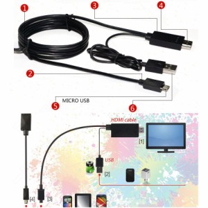 MicroUSB to HDMI/USB 変換ケーブル 2m 黒 (For galaxy/HTC/Xperia/AQUOS Phone/ Arrows/REGZA Phoneなど)