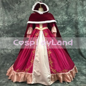 高品質 高級コスプレ衣装 ディズニー 美女と野獣 風 プリンセス ベル タイプ ドレス Princess Costume Cartoon Beauty and the Beast Bel