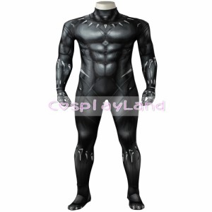 高品質 高級コスプレ衣装 ブラックパンサー 風 3D Printing Black Panther Jumpsuit 