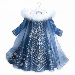 高品質 高級コスプレ衣装 ディズニー風 アナと雪の女王 ドレス アナ/エルサ タイプ Autumn Winter Girl Printing Princess Anna Elsa Dre