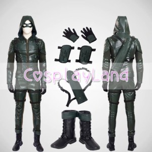 高品質 高級コスプレ衣装 グリーンアロー 風 主人公 オリバー・クイーン タイプ コスチューム Green Arrow Season 5 Cosplay Costume