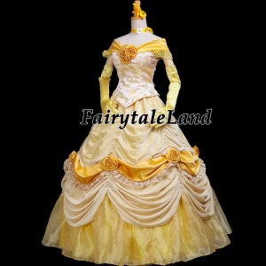 高品質 高級コスプレ衣装 ディズニー 美女と野獣 風 プリンセス ベル タイプ ドレス Sparkling Belle Costume Cosplay Beauty And the Be