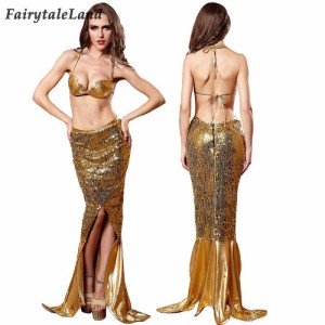 高品質 高級コスプレ衣装 ディズニー リトルマーメイド 風 ドレス Mermaid Costume Sequins Fancy Dress