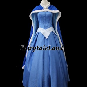 高品質 高級コスプレ衣装 ハロウィン ディズニー オーロラ姫 風 ドレス Princess Aurora Blue Dress Cosplay