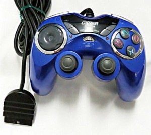 【送料無料】【中古】PS2 CYBER・アナログ連射コントローラ アクアブルー サイバー プレステ2