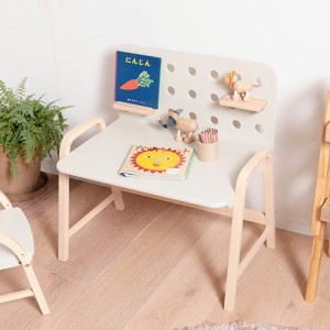 子供用 机 市場 Kids Desk emy ILT-3641IV キッズデスク エミー 木製 テーブル お絵描き机 学習机 有孔ボード 高さ調整 コンパクト ギフ