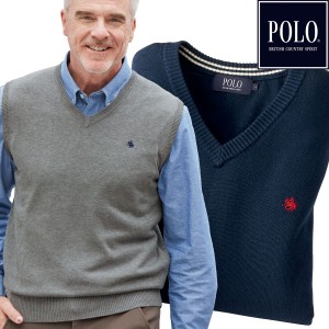 POLO BCS ポロ・ビーシーエス 綿アクリルVネックベスト ビジネス カジュアル メンズ 春秋 40代 50代 60代 958188