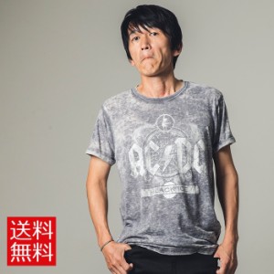 AC/DC Tシャツ BLACK ICE  バーンアウト素材 バンドT ブラック メンズ バンドTシャツ 送料無料