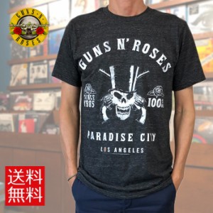 GUNS N ROSES ガンズアンドローゼス Tシャツ PARADISE CITY LOS ANGELS メンズ ブラック バンドTシャツ 送料無料