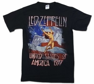 Led Zeppelin  レッド・ツェッペリン Tシャツ 1977 US TOUR SWAN ブラック メンズ バンドTシャツ ロックTシャツ