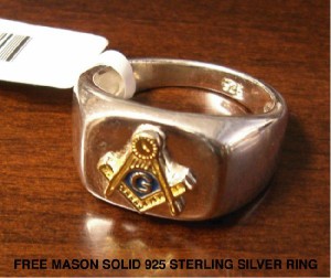 フリーメイソン FREE MASON スターリングシルバー 925 シルバー リング メンズ カレッジリング 送料無料