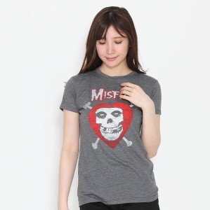 MISFITS ミスフィッツ  グレー スカル レディースTシャツ　