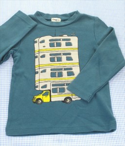 コンビミニ Combi mini 長袖Tシャツ 90cm 緑系 トップス キッズ 車男の子 子供服 中古